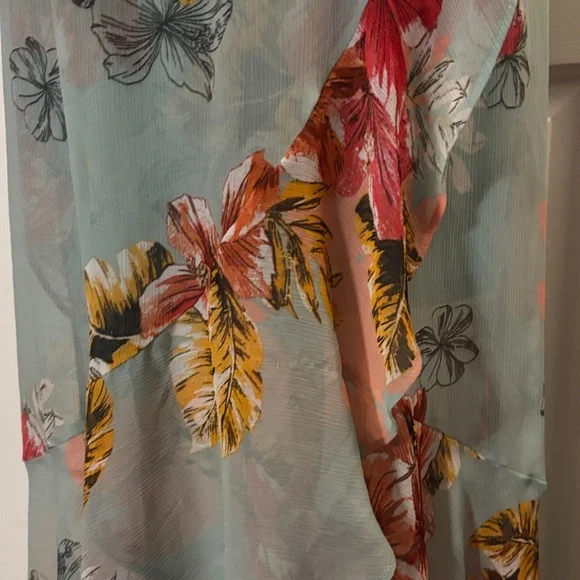 Express Floral Dress - Mint Green and Coral - Picture 5 of 8